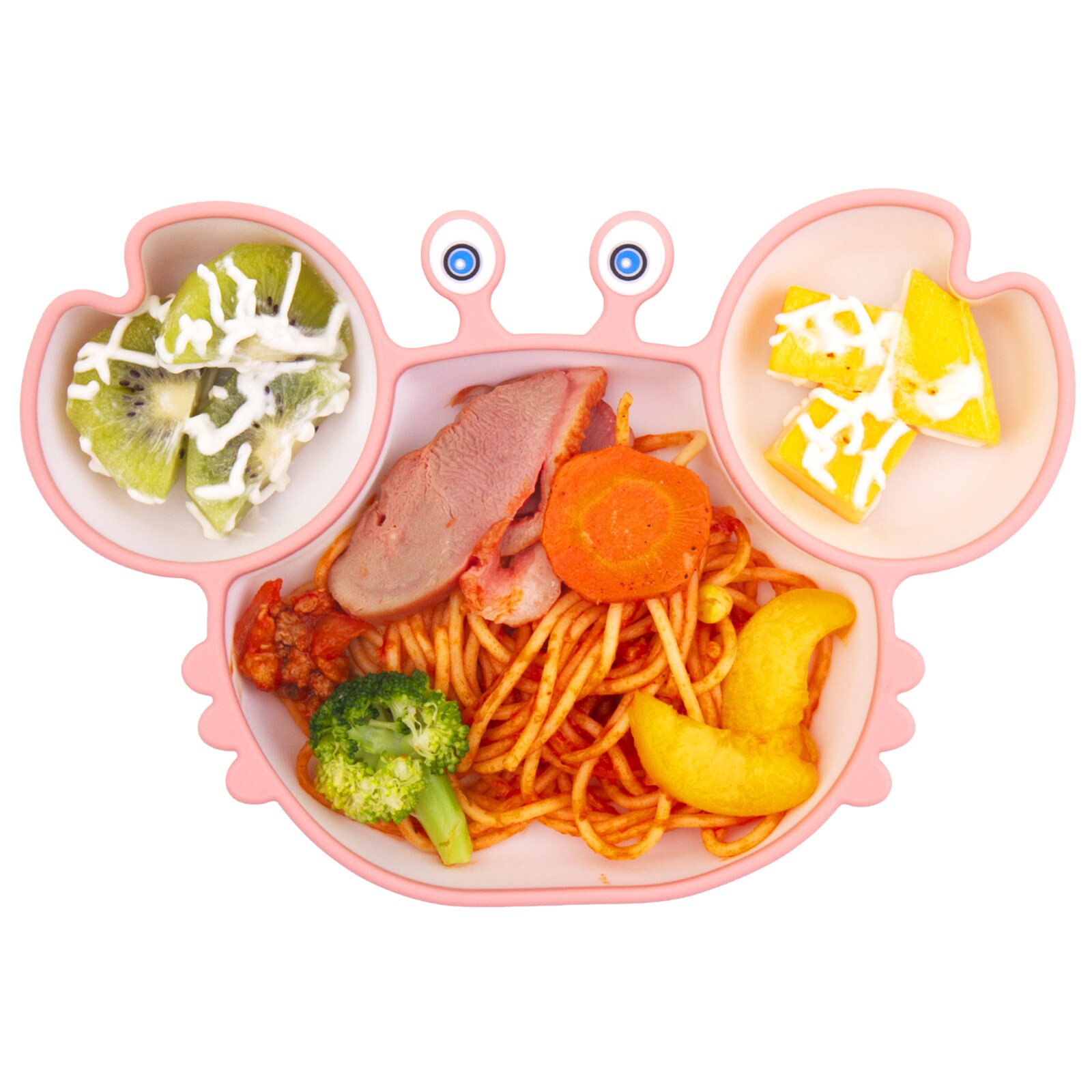 Vajilla de alimentación de bebé con dibujos animados, platos de cangrejo para niños, vajilla para comer, plato anticaliente, tazón de entrenamiento dividido para bebé