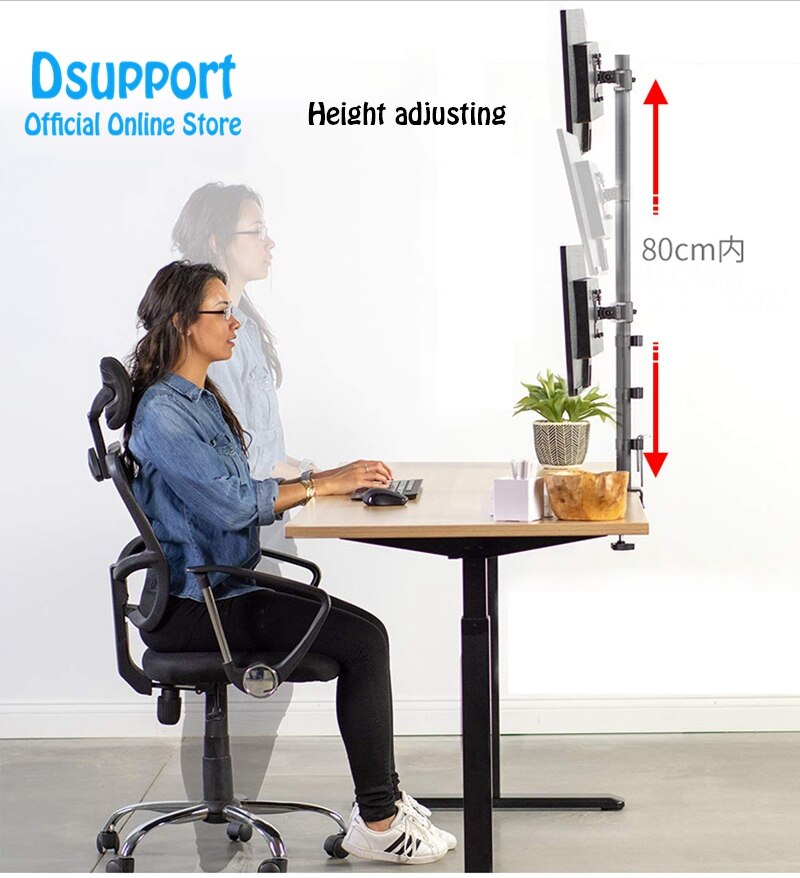 Dual LCD LED Monitor Stand Desk Mount Bracket Heavy Duty Stacked Holds Vertical 2 Screens up MD6802