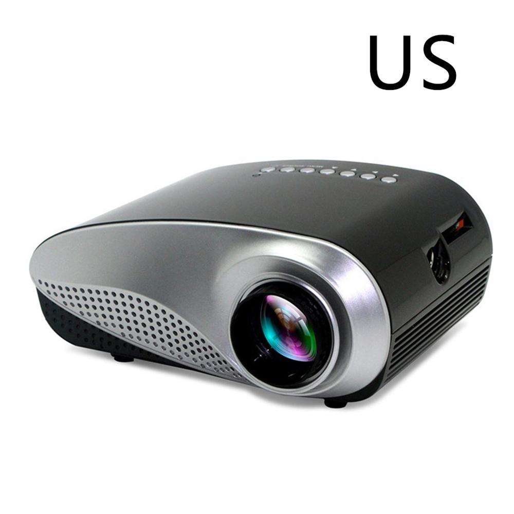 Mini proyector Full HD proyector LED portátil Multimedia Teatro en Casa USB VGA HDMI TV casa teatro sistema: Black US Plug