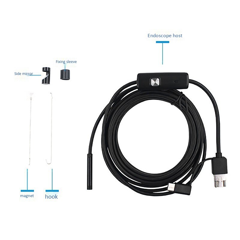 Endoscopio USB, cámara de inspección HD, boroscopio IP67 impermeable 6 LED con sonda de 5,5mm