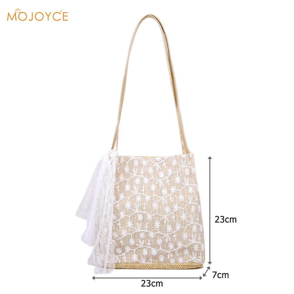 Knit Shoulder Handbags Woven Travel Weave Totes Purse Beach Ladies Women Lace for Outdoor Shopping Traveling Ornaments