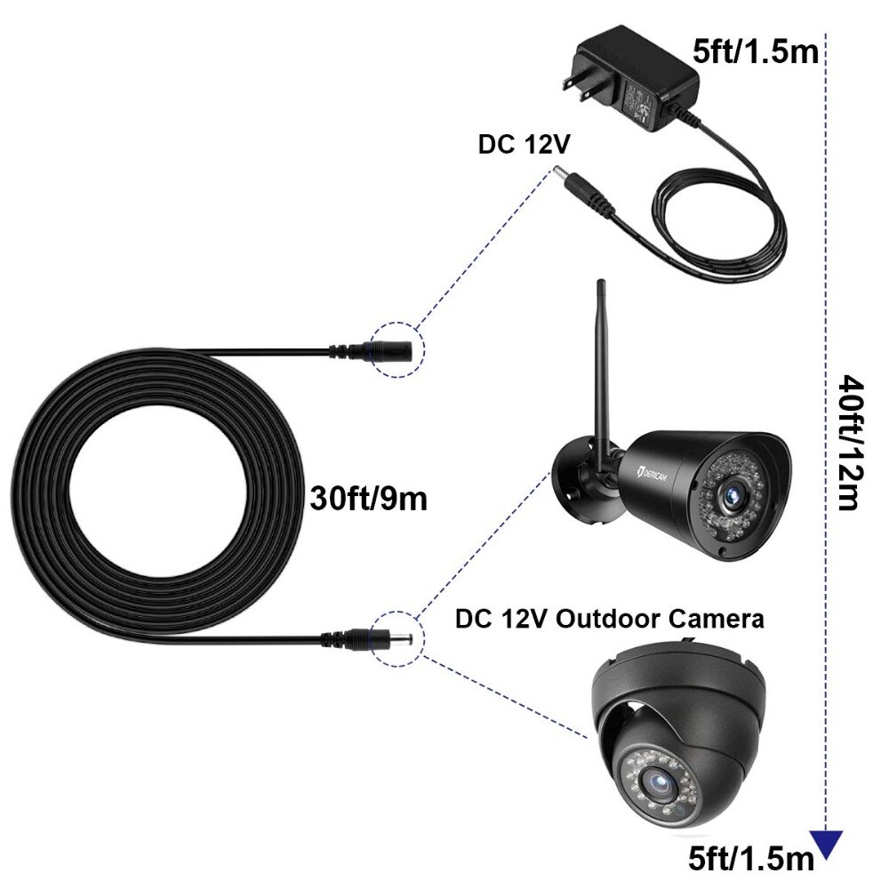 12V DC Cable Extension Wire Connector 1m 2m 5m 10m 20m Power Cord Adapter 5.5mmx2.1mm For LED Strip Light CCTV Camera Projector