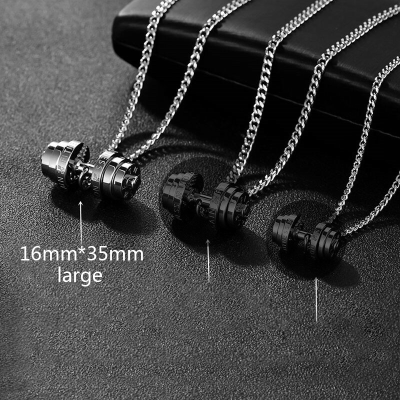 Bilanciere collana in acciaio color acciaio inossidabile coppia uomo pendenti Fitness sport uomo accessori Fitness gioielli sul collo orgoglio: large Steel / 60cm