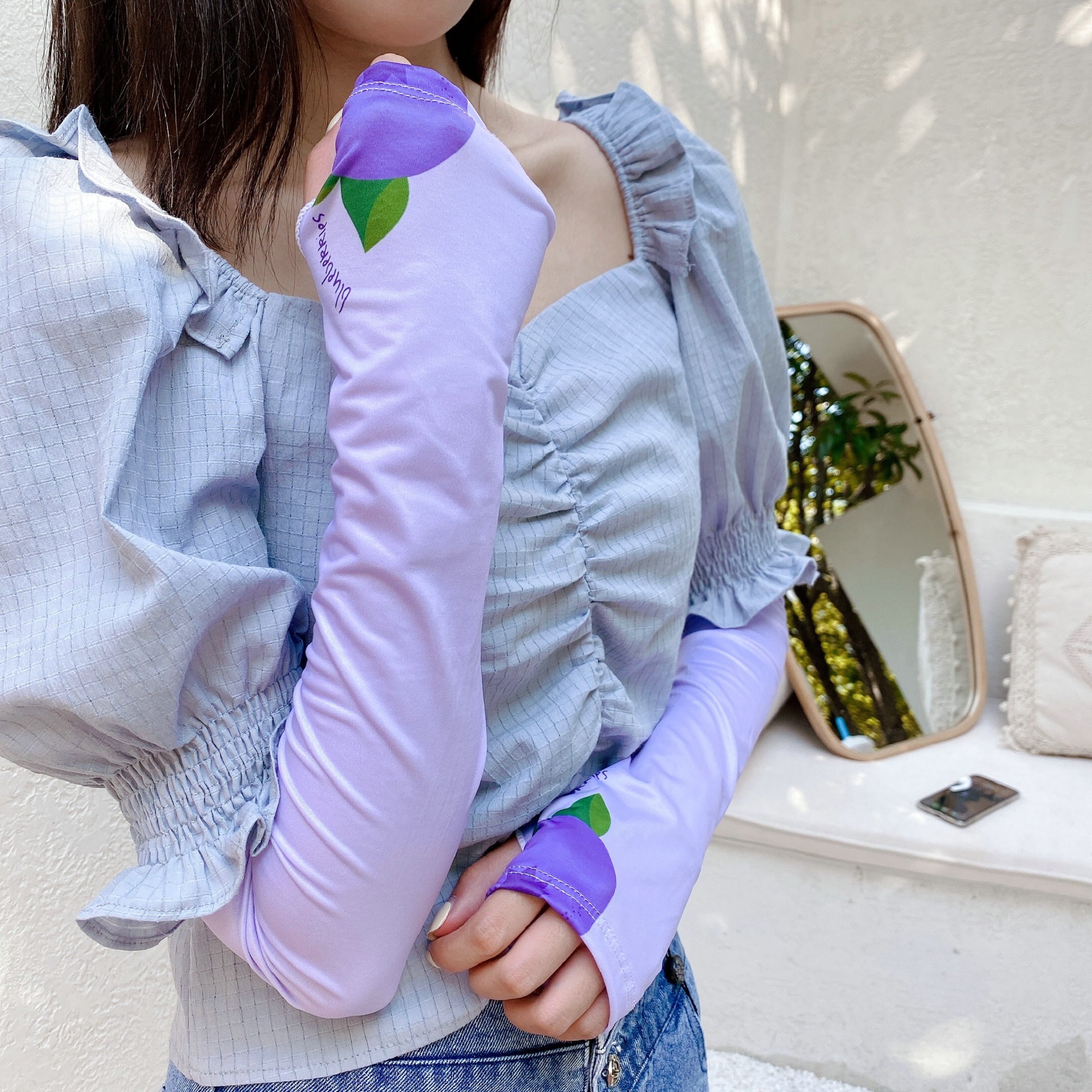 2 Stuks = 1 Pairs Koreaanse Stijl Leuke Fruit Blueberry Oversleeves Alle-Match Zon Bescherming Uv Zon bescherming Arm Mouwen