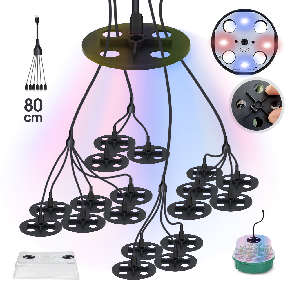 Indoor Garden Hydroponics Growing System LED Grow Light for Seed Starter Red Blue Lighting Greenhouse Germination Humidity Dome