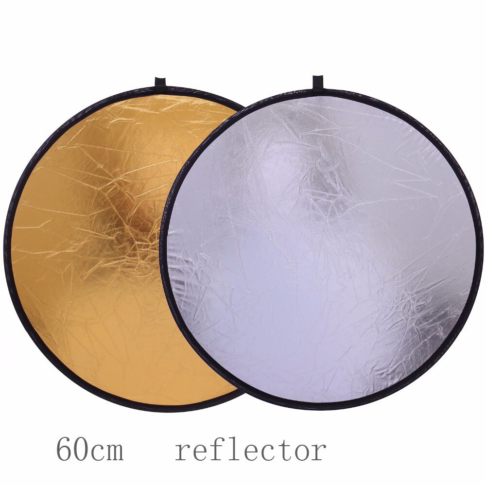 24 "60Cm Factory Directe Verkoop Houvast Multi Opvouwbare Draagbare Disc Light Reflector Voor Fotografie 2in1 Goud En Zilver