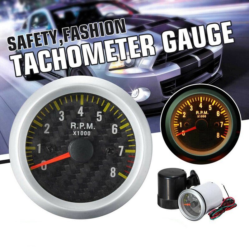 2 Inch 52MM Tachometer Gauge 0-8000 RPM for 4 6 8 Cylinder Engines 12V Vehicle