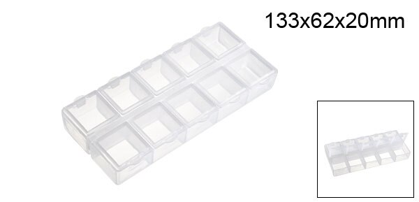 uxcell Component Storage Box - PS Fixed 10 Grids w Separate Cover Electronic Component Containers Clear White 133x62x20mm: Default Title