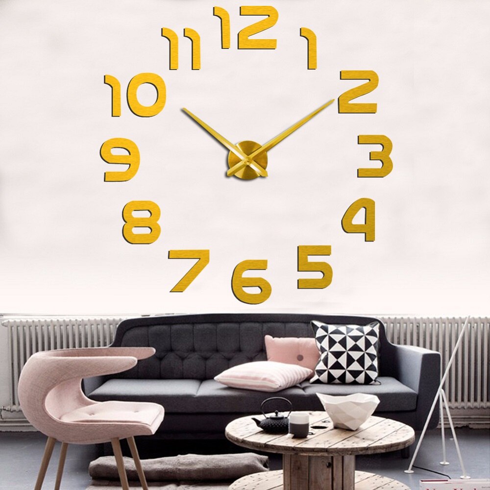 3D Big Wall Clock DIY Acrylic Mirror Wall Sticker Clocks Watch Quartz Horloge reloj de pared Modern Living Room Home Decor