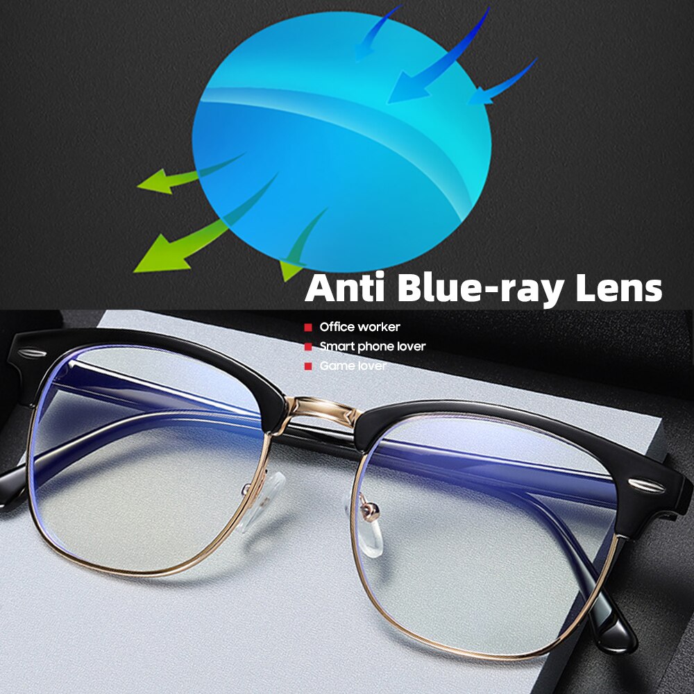 Gafas clásicas con montura transparente para hombre y mujer, lentes de bloqueo de luz azul sin montura, cuadradas, antirayos azules, para ordenador y videojuegos, 2025