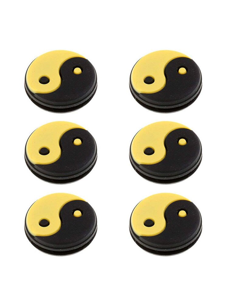 6 Pieces Silicone Yin Yang Tennis Racquet Vibration Dampener Shock Absorber