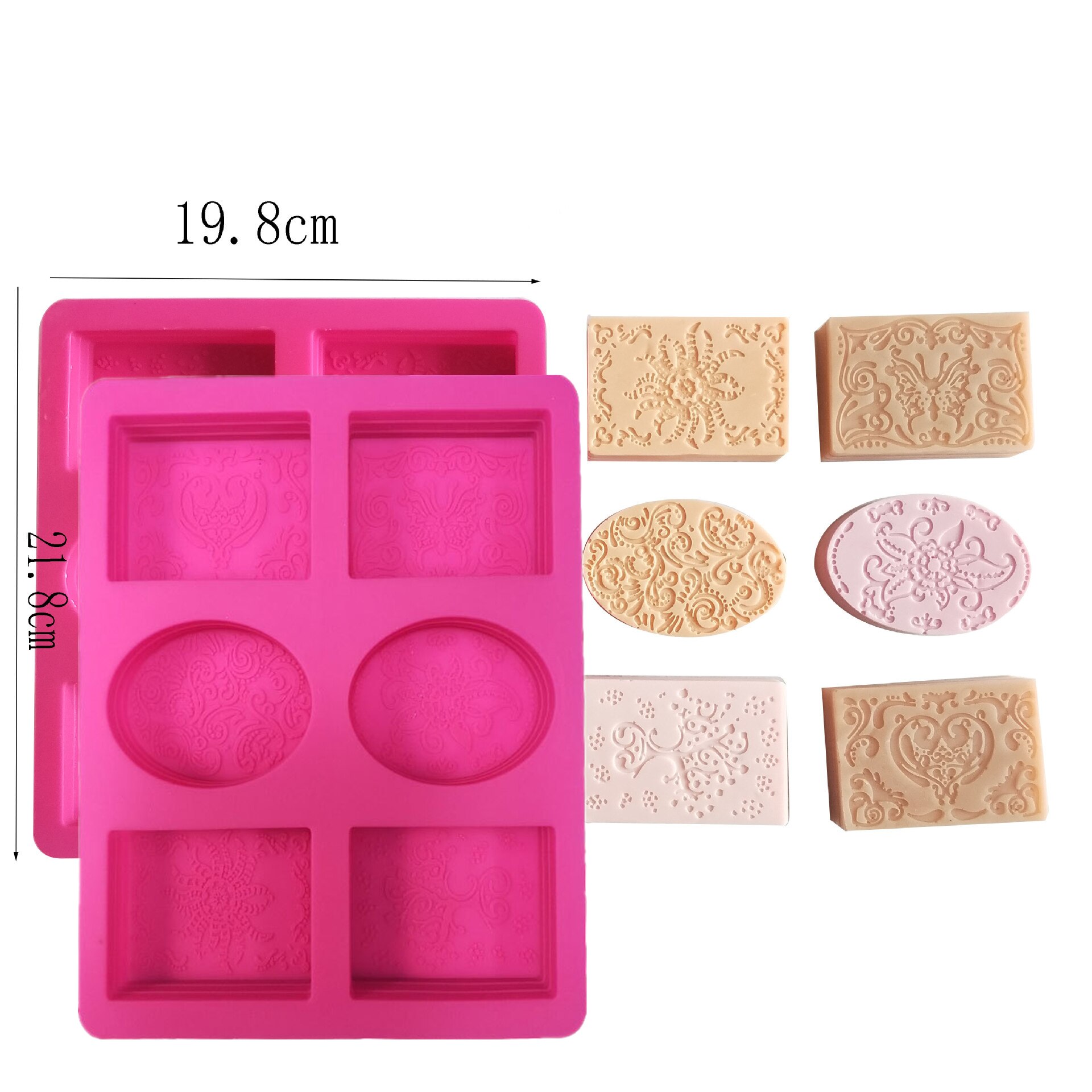 Silicone Soap Molds 6-cavity DIY Handmade Mixed Patterns Mould for Bundt Cake Cupcake Pudding Candle Soap Making Supplies Tool: A 2pcs
