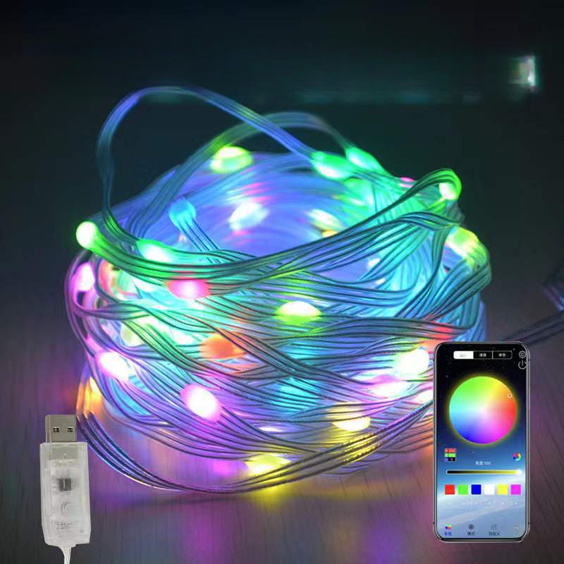 20M WS2812B Fairy Light Bluetooth LED String RGB Dream Color Addressable Party Christmas Lights Wedding Decoration Garland 5VDC: Blue