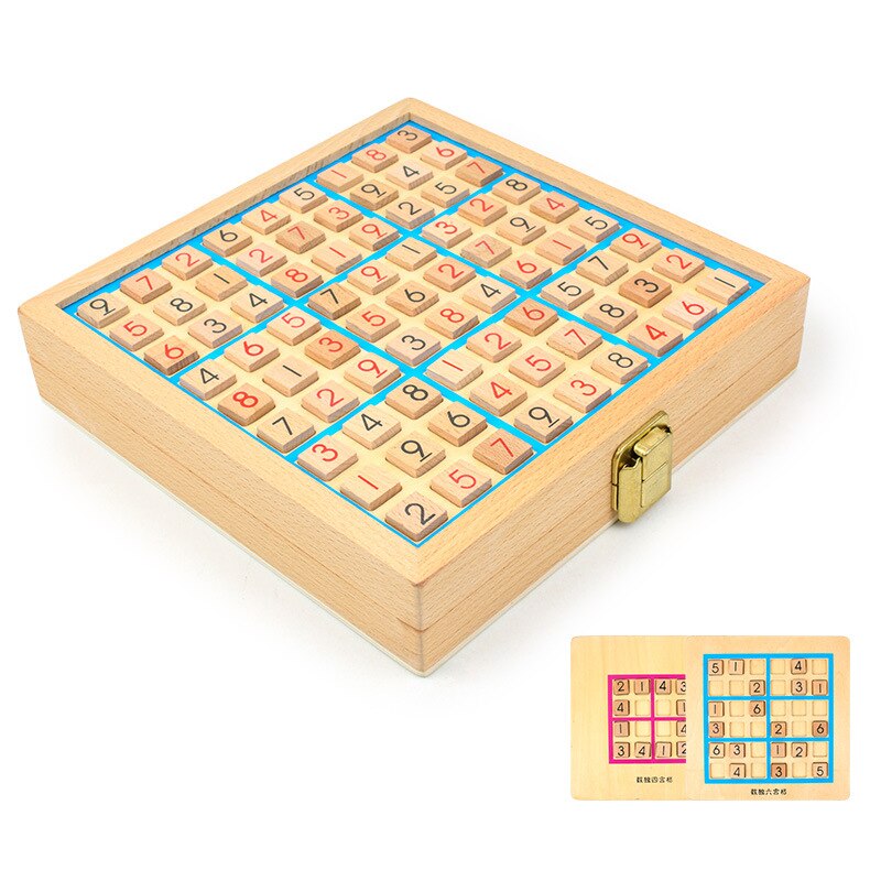 Wooden Sudoku four-six-nine palace grid game chess children's logical thinking children's puzzle board game toys with questions