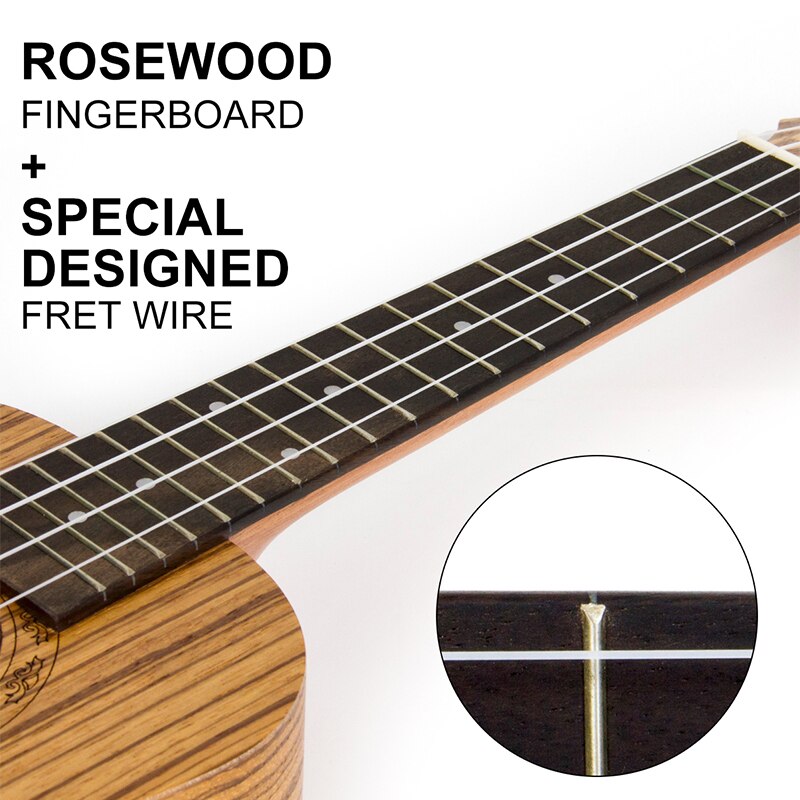 Kmise Tenor Ukulele Ukelele Uke 26 inch 18 Frets Zebrawood 4 String Hawaii Guitar Musical Instrument