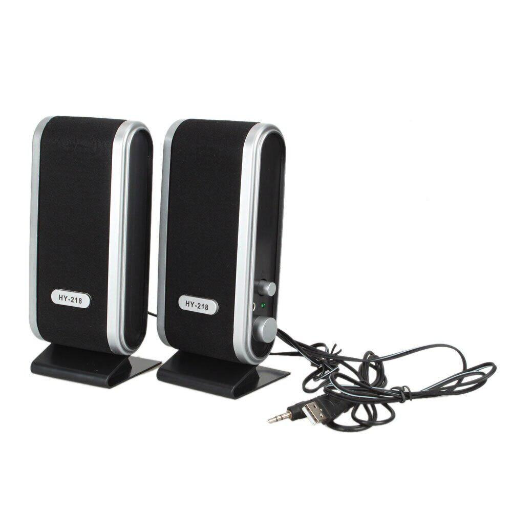 2 Pcs USB Power Computer Speakers Stereo 3.5mm with Ear Jack for Desktop PC Laptop