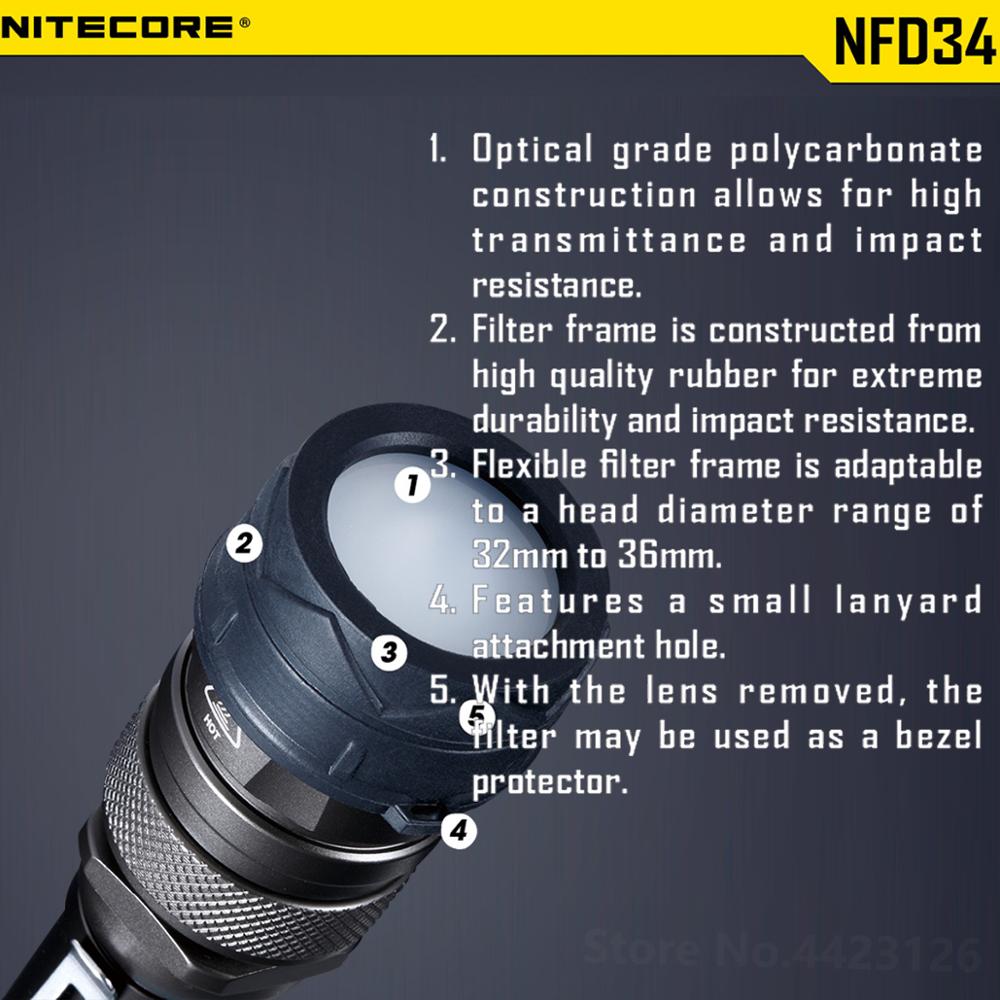 Nitecore RGB Lantern Filter Diffused Mineral Coated Glass Lens For The Flashlight With Head Of 34mm MT26 RRT-2 RRT21
