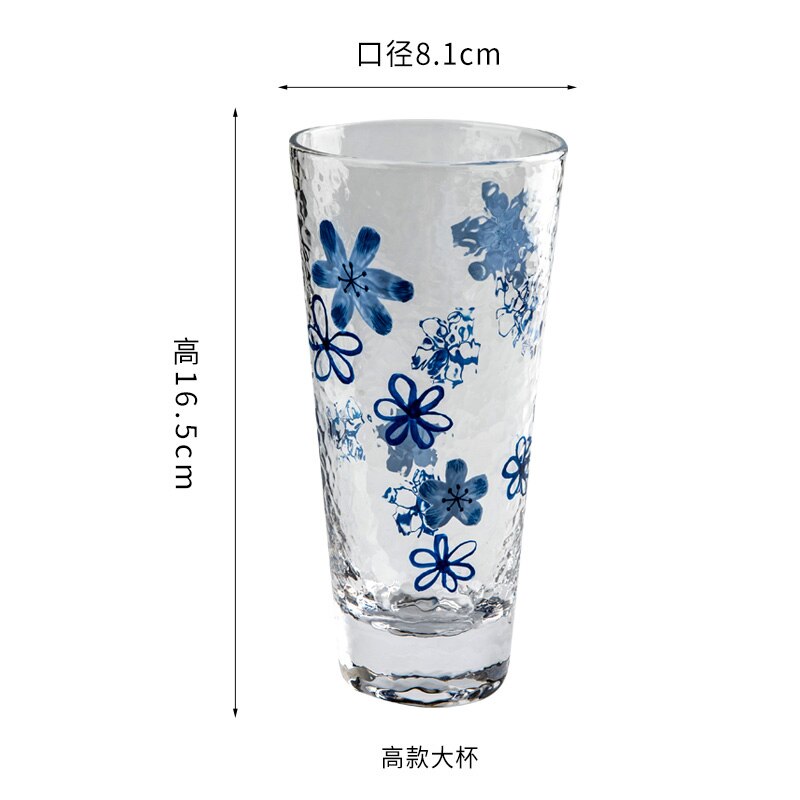 Japanese hand-painted glass hammer fruit juice wine cup tea water drinking cup: 450ml