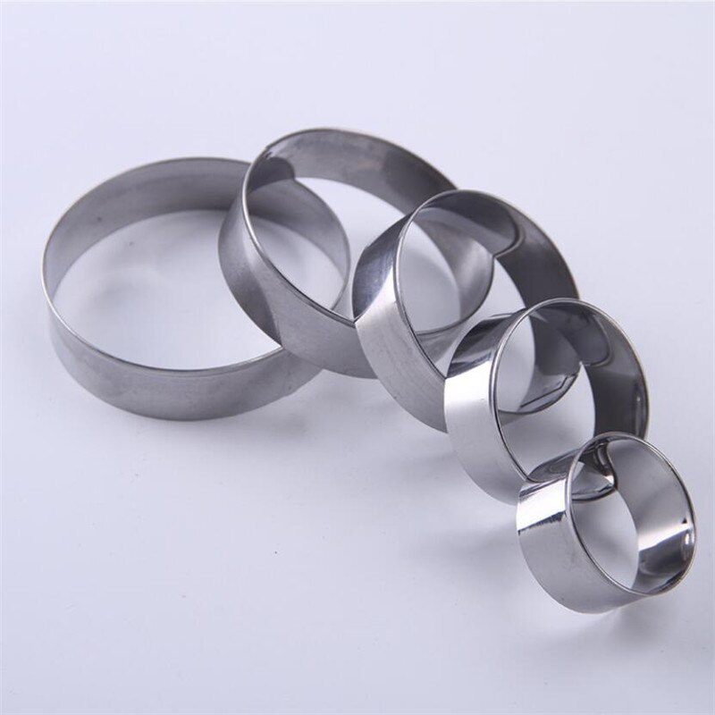 5pcs Cookie Cutter Mold Set Stainless Steel Circle Round Shape Biscuit Cake Fondant Mould Kitchen DIY Baking Pastry Cake Tools