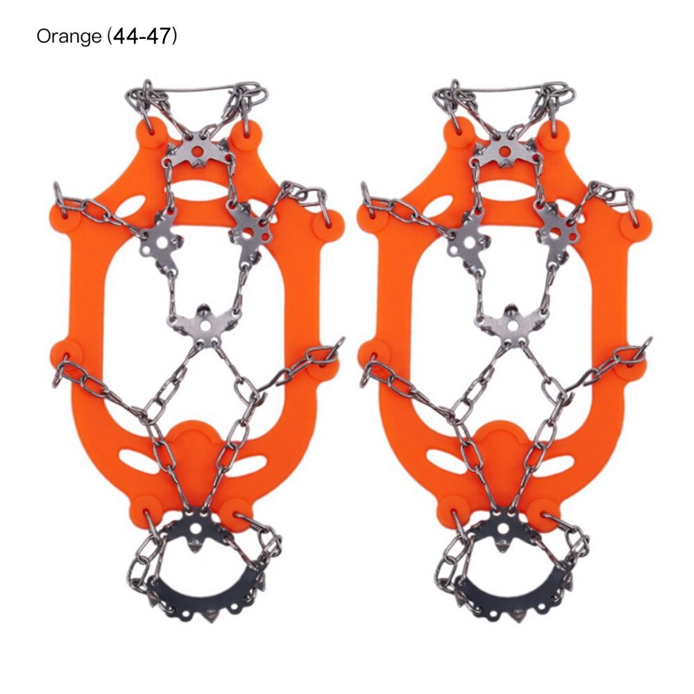 1Pair 18 Teeth Ice Snow Crampons Anti-Slip Climbing Ice Gripper Shoe Covers Spike Cleats Snow Skid Shoe Cover raki Crampon: A Orange XL