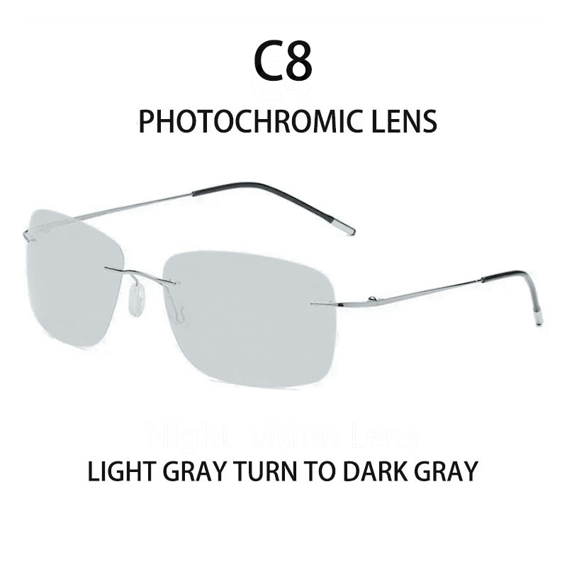 Rahmenlose polarisierte Sonnenbrille aus Titan für Fahrer, Nachtsichtbrille, zusammenklappbar, ultraleichte Titan-Sonnenbrille mit Farbfilm: Weiß