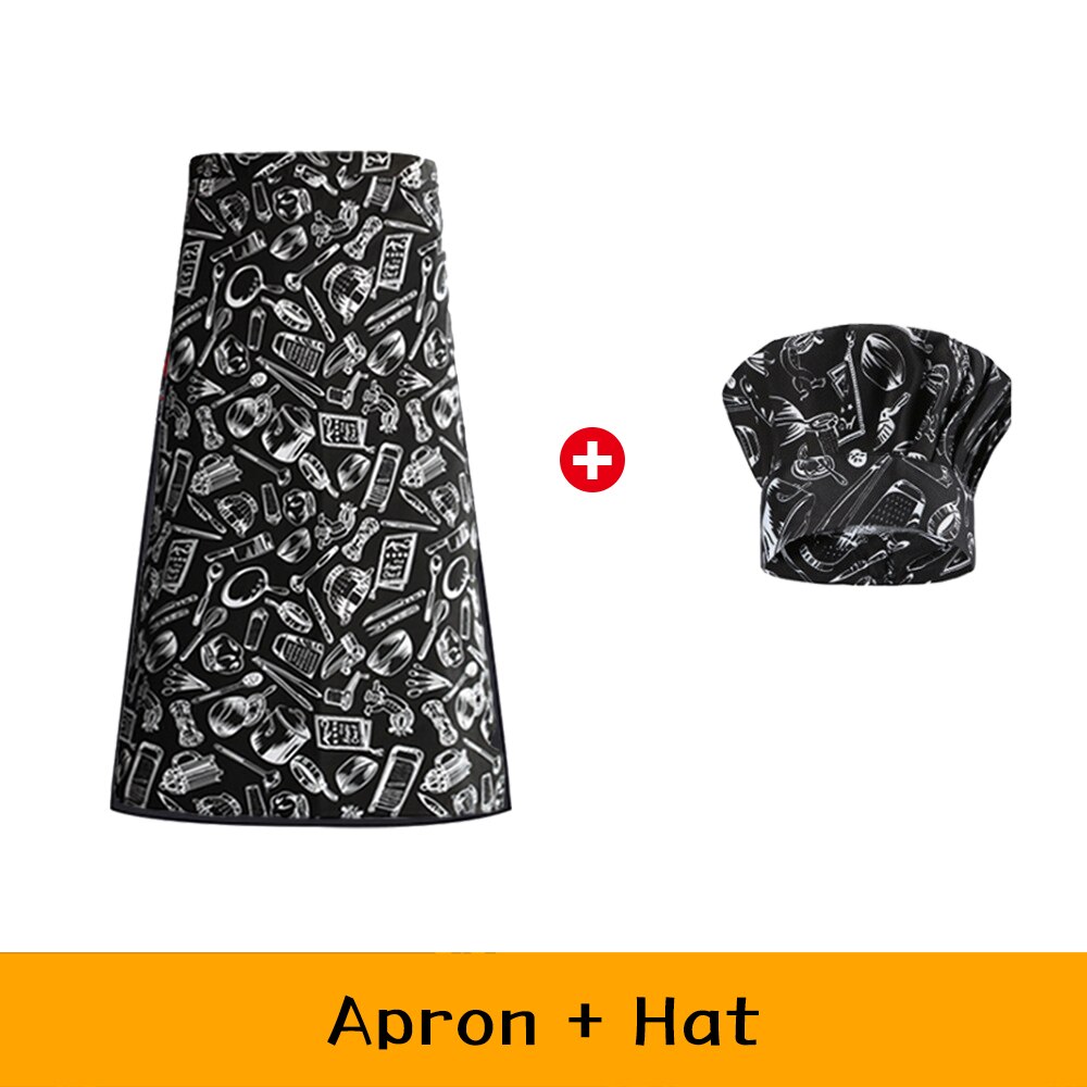 Chef Waiter Apron+hat Set Kitchen Cook Uniform Hotel Restaurant Baking Workwear Men Women Coffee Shop Food Service Overalls: 10
