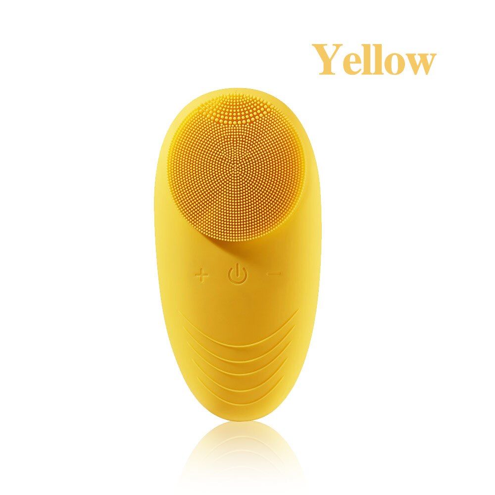 Usb draagbare siliconen gezichtsreiniger borstel gezichtsmassager elektrische mini vibrerende gezichtsreiniger borstel waterdicht huidverzorgingsapparaat: Geel