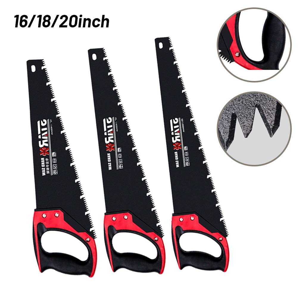 16" 18" 20" Steel Hand Saw Timber Saw Woodworking Cutting Tool Dry Wood Pruning Saw With Hard Teeth For Fine Cut UPVC & Wood