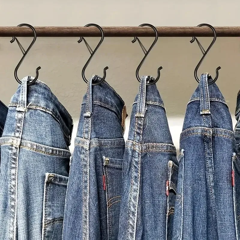 1 Stück 3 x 9 cm S-förmiger Metallhaken mit Sicherheitsschnalle zum Aufhängen von Küchenutensilien/Pflanzen/Töpfen und Pfannen/Kleidung, Hüzehn