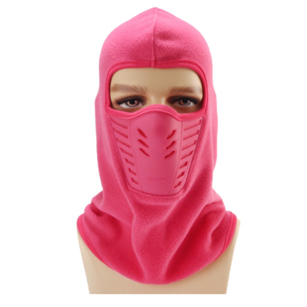 Windproof Fleece Winter Hat Helmet Sports Motorcycle Cycling Skiing Windproof Warm and Comfortable Hat Mask #PY10: Hot Pink