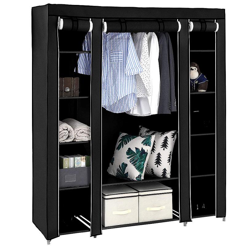 DIY Tragbare Stoff Schrank Große Kapazität Drei-tür vlies Kleiderschrank Falten Tuch Schrank Schlafzimmer Möbel HWC