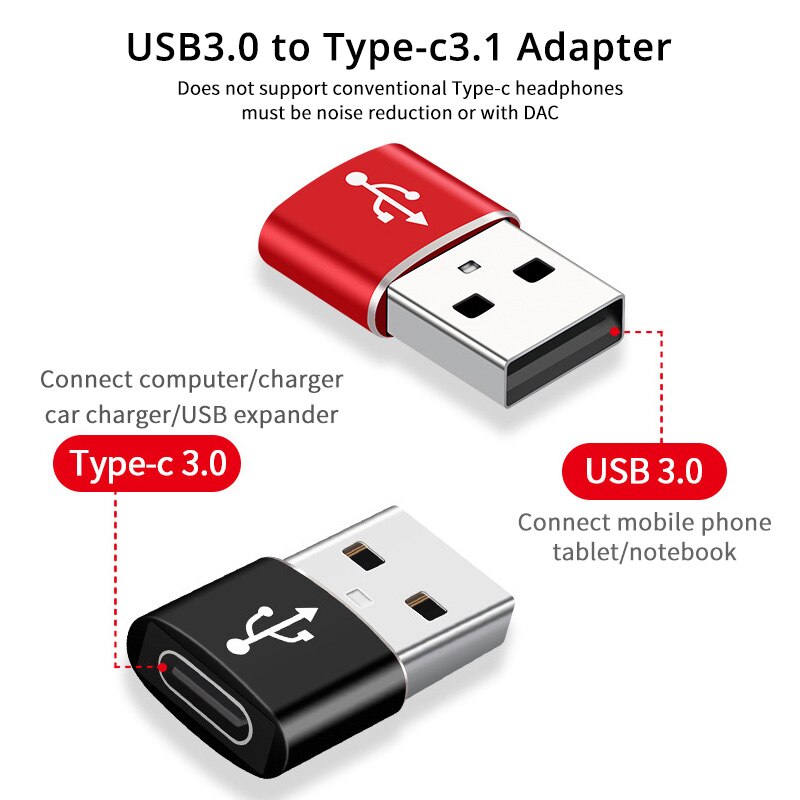 FONKEN USB A TO Type C Adapter Notebook Charger USB Male TO USB C Femal Phone Charging Converter Earphone USB Cable Connector