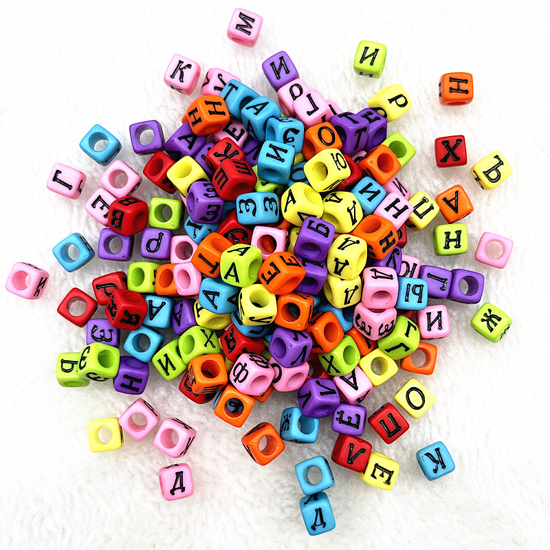 100 Uds 7x4mm 6x6mm cuentas de letras del alfabeto mezcladas cuentas para hacer joyería Diy accesorios de pulseras hechas a mano