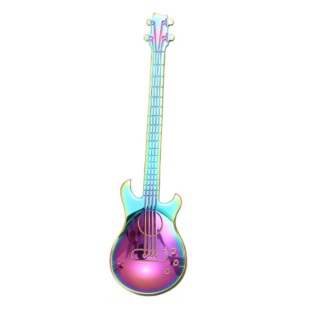 Cuchara de café de acero inoxidable 12cm Multicolor fácil para limpiar la guitarra cucharas Arco Iris café cuchara cubiertos bebiendo herramientas F123: 4