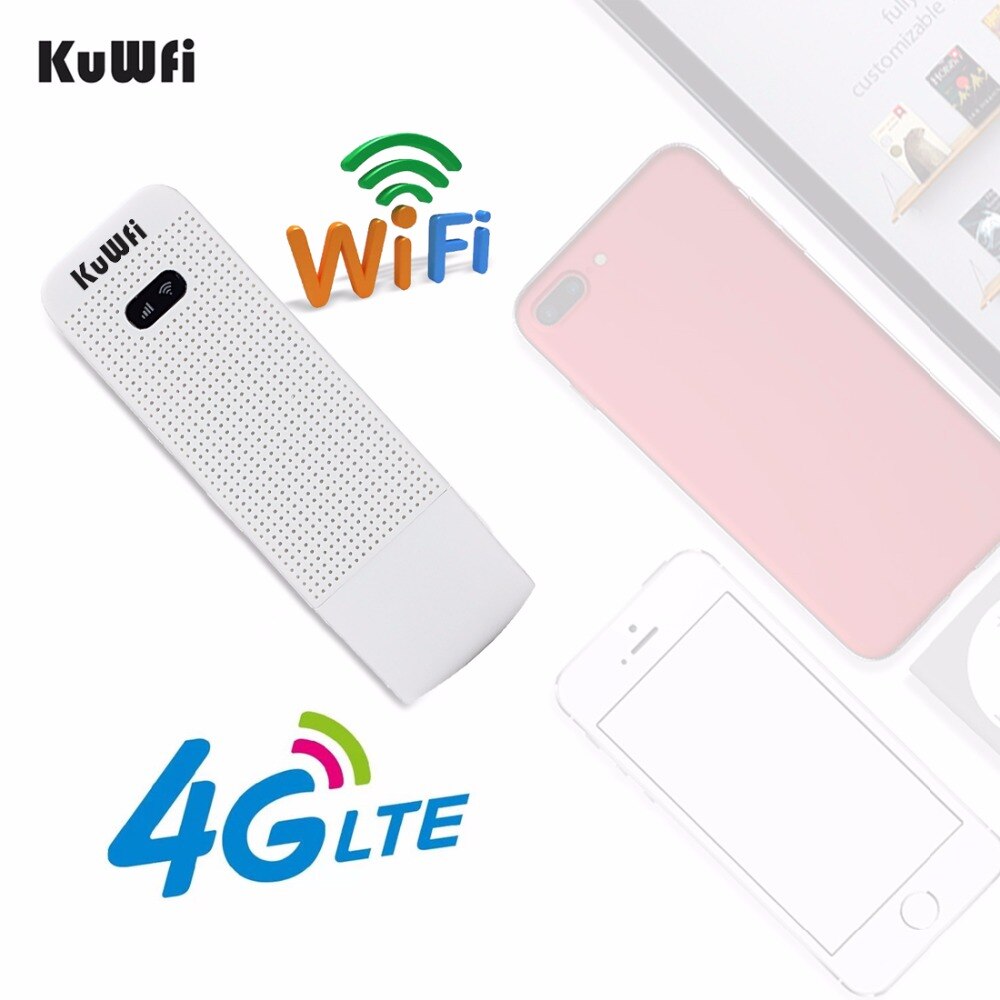 KuWFi 4G LTE Modem 3G/4G USB Dongle Mini Pocket Mobile Wifi Hotspots Unlocked Travel Car-Wifi Router With Sim Card Slot