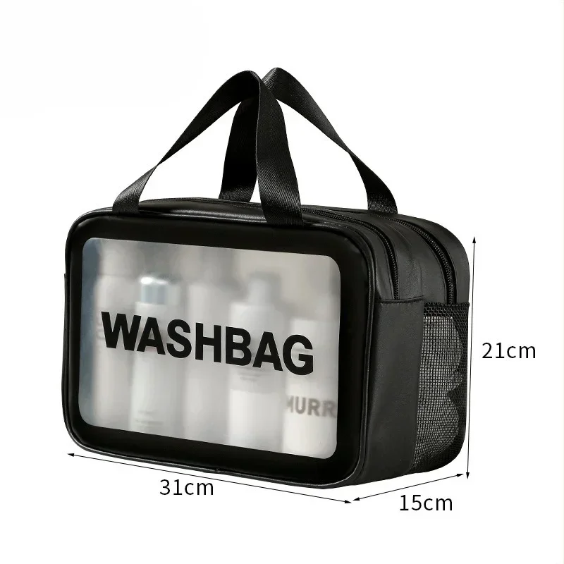 Thick Dry-Wet Separation Partition Toiletry Bag Portable Double-Layer Cosmetic Storage Bag for Travel, Beach, Pool Bathing: black