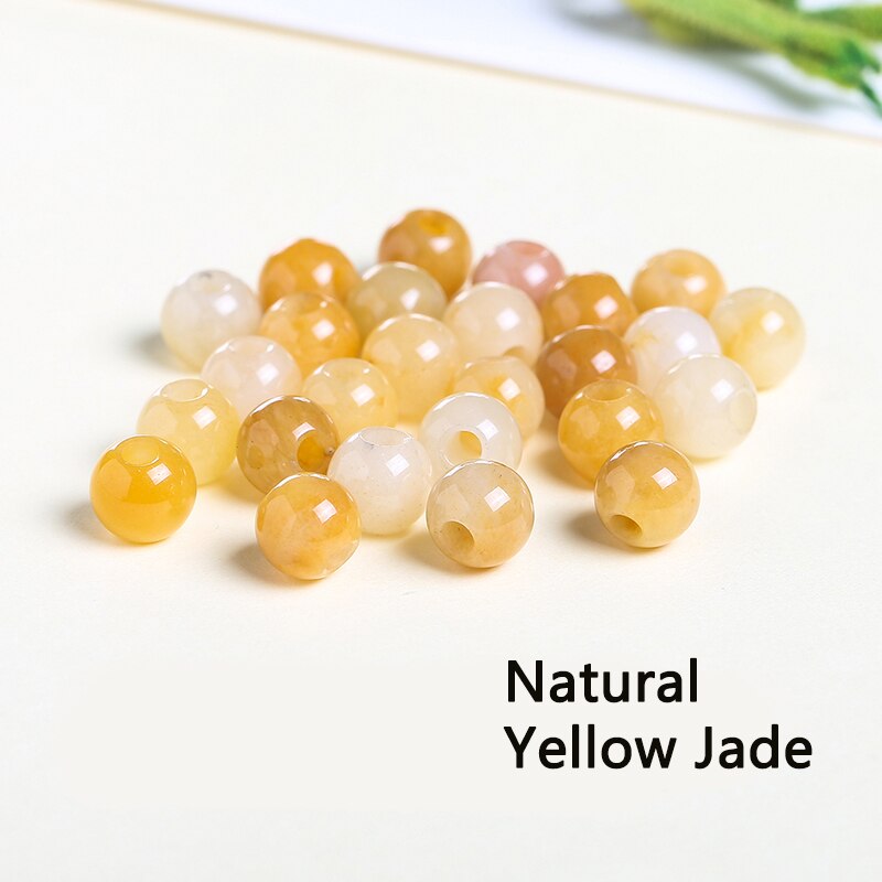 20 pz/lotto Naturale Branelli Allentati Rotondi di Pietra Per Monili Che Fanno della collana Del Braccialetto Accessori FAI DA TE 6 8 millimetri: Natural Yellow Jade / 6mm