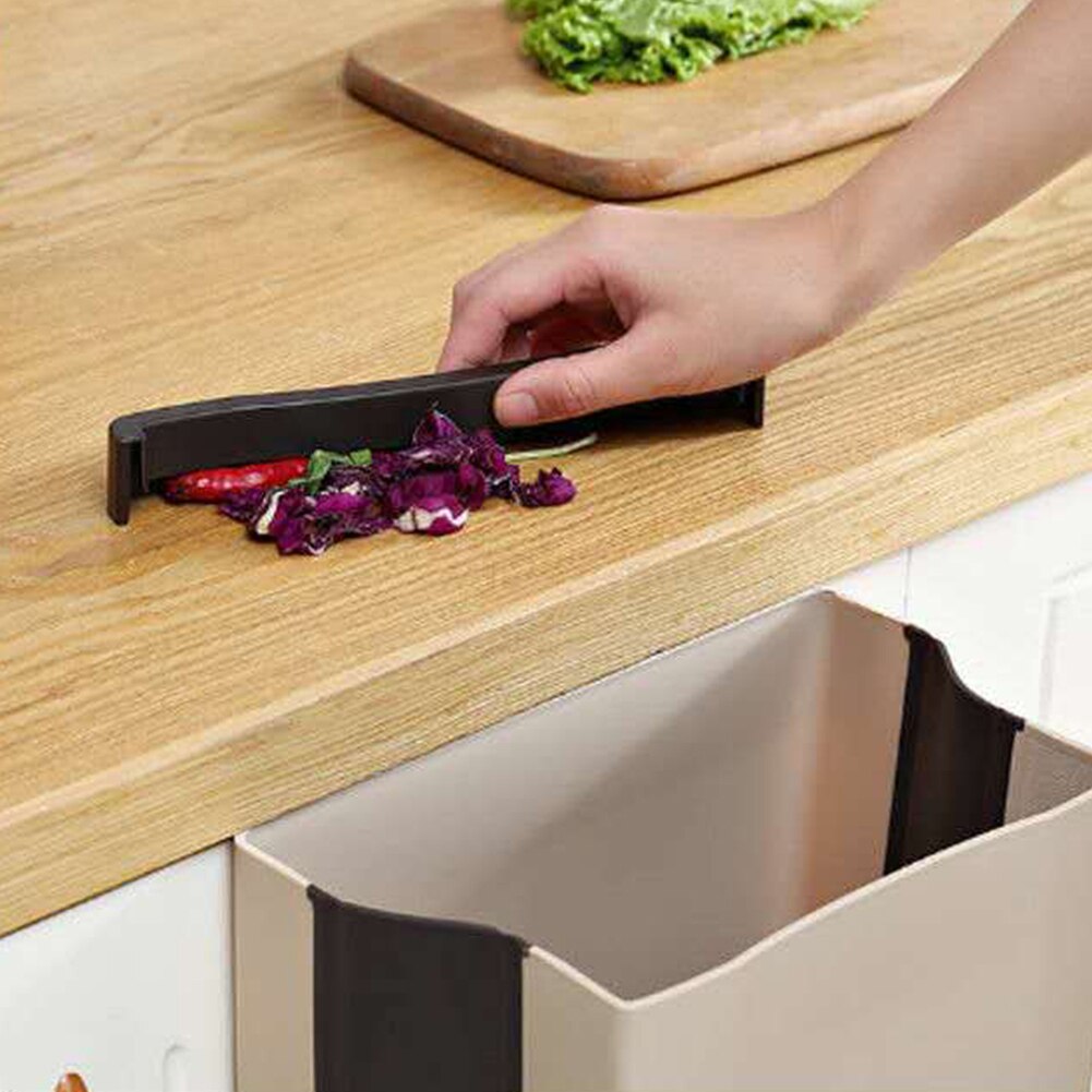 Wall Mounted Folding Waste Bin Kitchen Cabinet Door Hanging Trash Bin Garbage Car Trash Can Wall Mounted Foldable Cleaning
