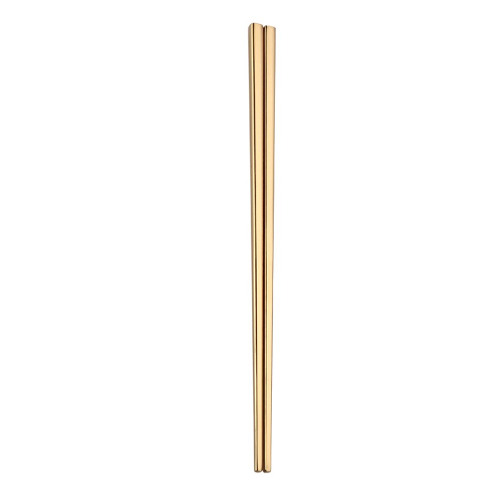 1 Pair Stainless Steel Chinese Chopsticks Non-slip Reusable Metal Chopstick Sushi Hashi Food Sticks Tableware Kitchen Tool 23cm: Gold