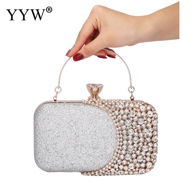 Hochzeit Diamant Frau Tasche Kupplung Tasche Silber Gold Kristall Handtaschen Schlinge Paket praktisch Tasche Passenden Tasche Geldbörse