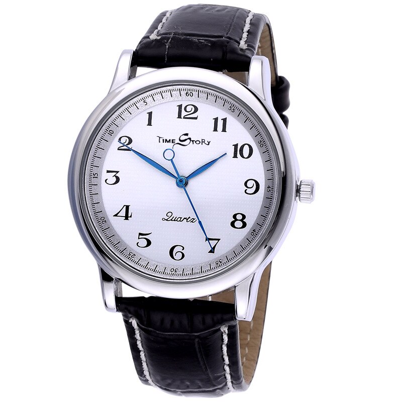 Herre quartz ur mod uret baglæns skala olie prægning urskive vandtæt reverse ur læder dreng student herre ur: Mænd hvide