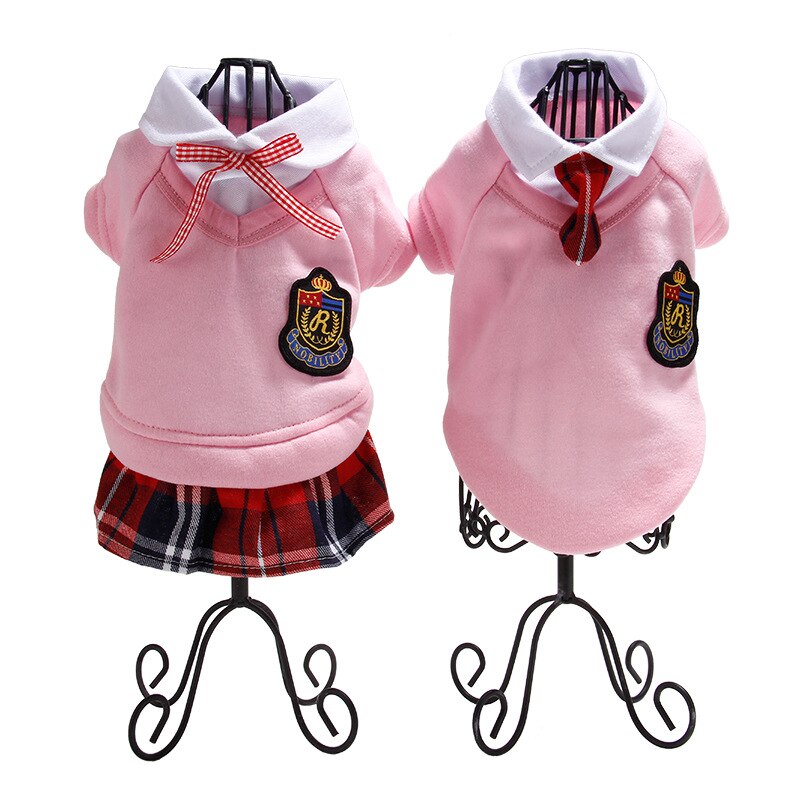Pet school style hoodie cat dog college style couple wear kitten puppy school uniform skirt dog shirt cat T-shirt pet clothes