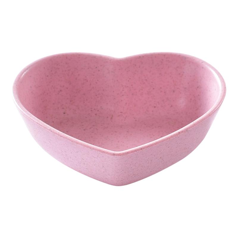4 Uds. De platos para salsa con forma de corazón, cuencos para inmersión, paja de trigo, salsa de soja, Mini plato de vajilla, plato para condimentos para pasta, Ja: Pink