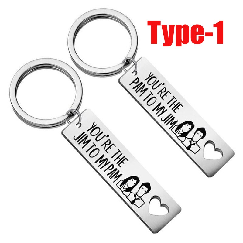 2Pcs The Office Keychain Pam and Jim Keychain You are The Pam to My Jim TV Show Inspired Boyfriend Girlfriend Couples: Type1