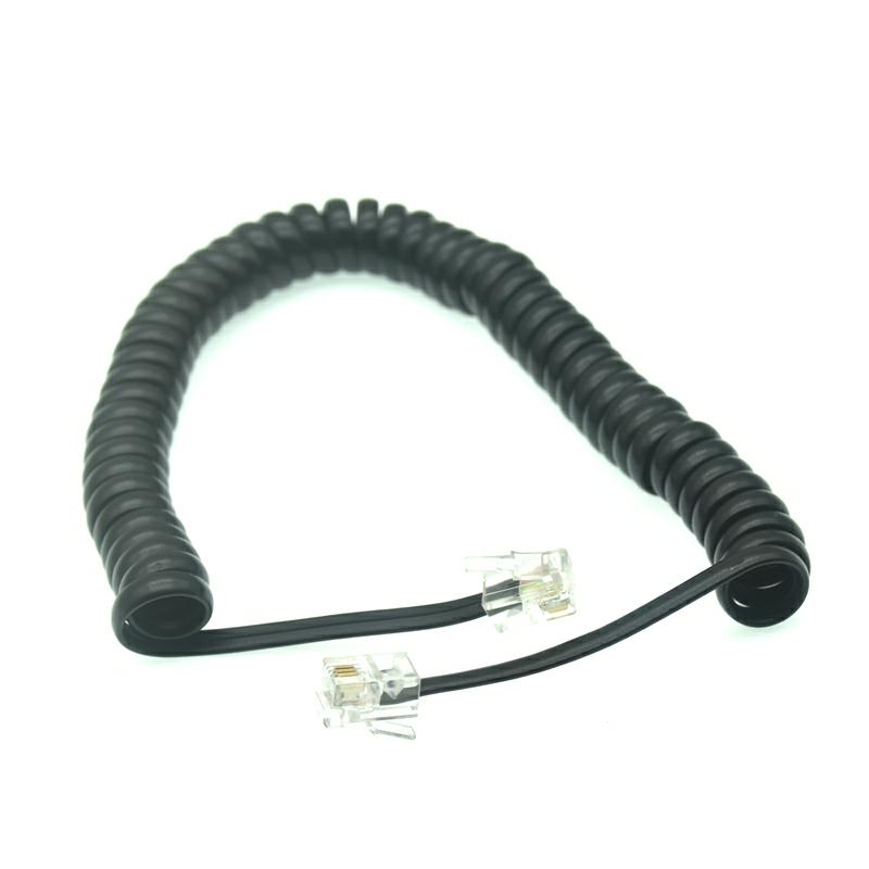 6.5ft hane  rj11 to rj11 telefonlur förlängningsspole kabel sladd linjetråd telefonförlängningssladd linjekabel svart