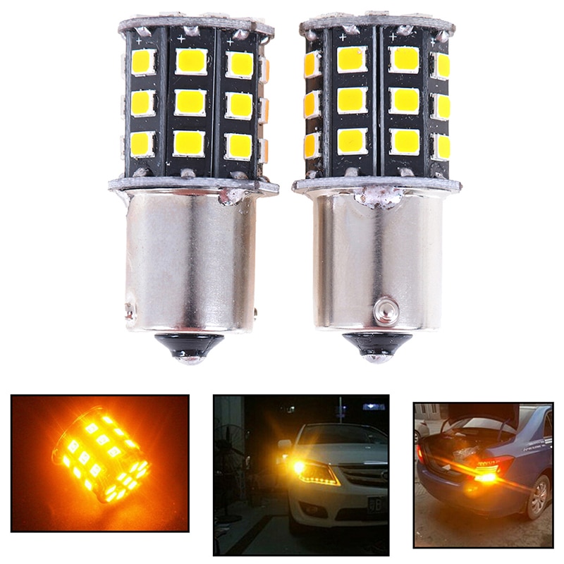 2Pcs BAU15S 7507 PY21W 1156PY High Power Amber Geel 33 Smd 2835 Led Lamp Voor Voorste Richtingaanwijzers richting Indicator Lamp