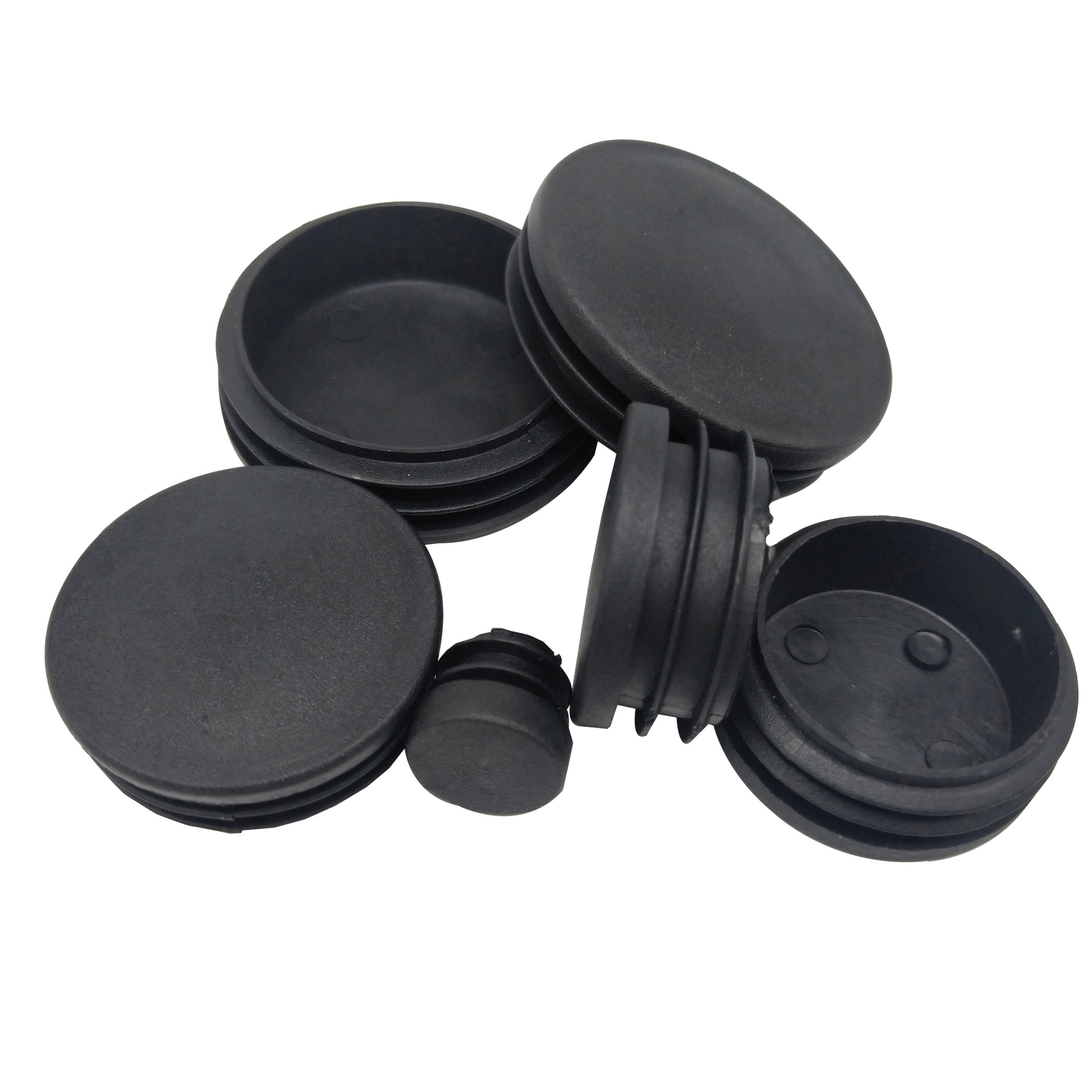 Tapón de tubo redondo, 1-50 Uds., tapa de extremo ciega de plástico negro, tapón de inserción de tubo, plástico decorativo 16 25 32 40 50mm