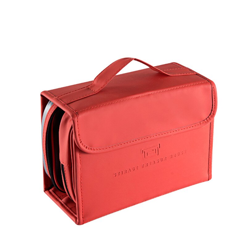 Nyeste moderne enkle multifunktionelle folde vaskepose aftagelig praktisk bærbar opbevaringspose badeværelse hængende toiletartikler: Rød