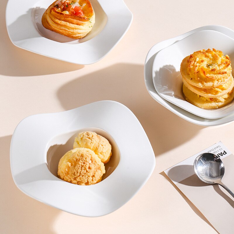 White Ceramic Tableware Set of Plates Salad Plates for Food Luminarc Large Plate Kitchen Bowls Glass Blue Salad Bowl Dishes Bar