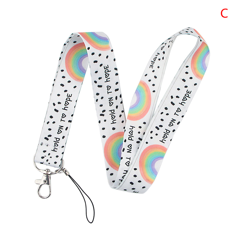 1pc Rainbow Neck Strap Lanyard For Keys ID Card Gym Mobile Phone Straps USB Badge Holder DIY Hang Rope Lariat Lanyard: C
